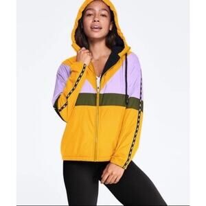 PINK Victoria´s Secret Anorak Sherpa Lined‎ Windbreaker Hooded Zip Jacket XS/S